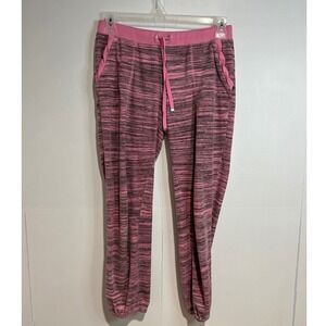 Juicy Couture Pink Black Marled Velour‎ Track Pants Joggers Womens Size M